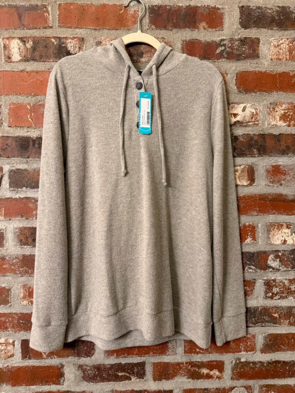T73 - Pink Clover Taupe Hooded Pullover Sweatshirt